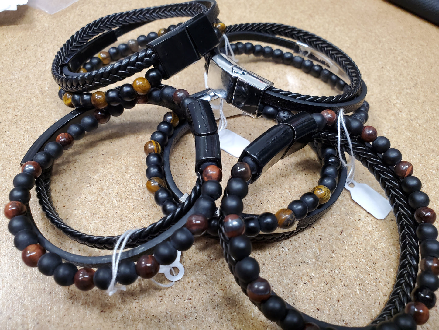 Lava Stone & Tiger Eye Bracelet with leather bands