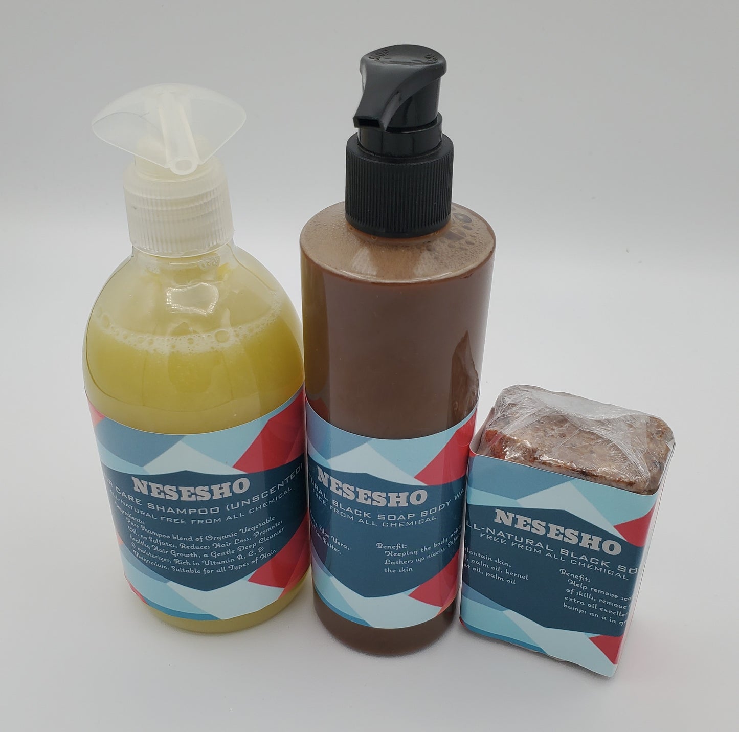 Unleash Your Best: Unscented Shampoo, Black Soap Body Wash, Chemical-Free Glam - Set