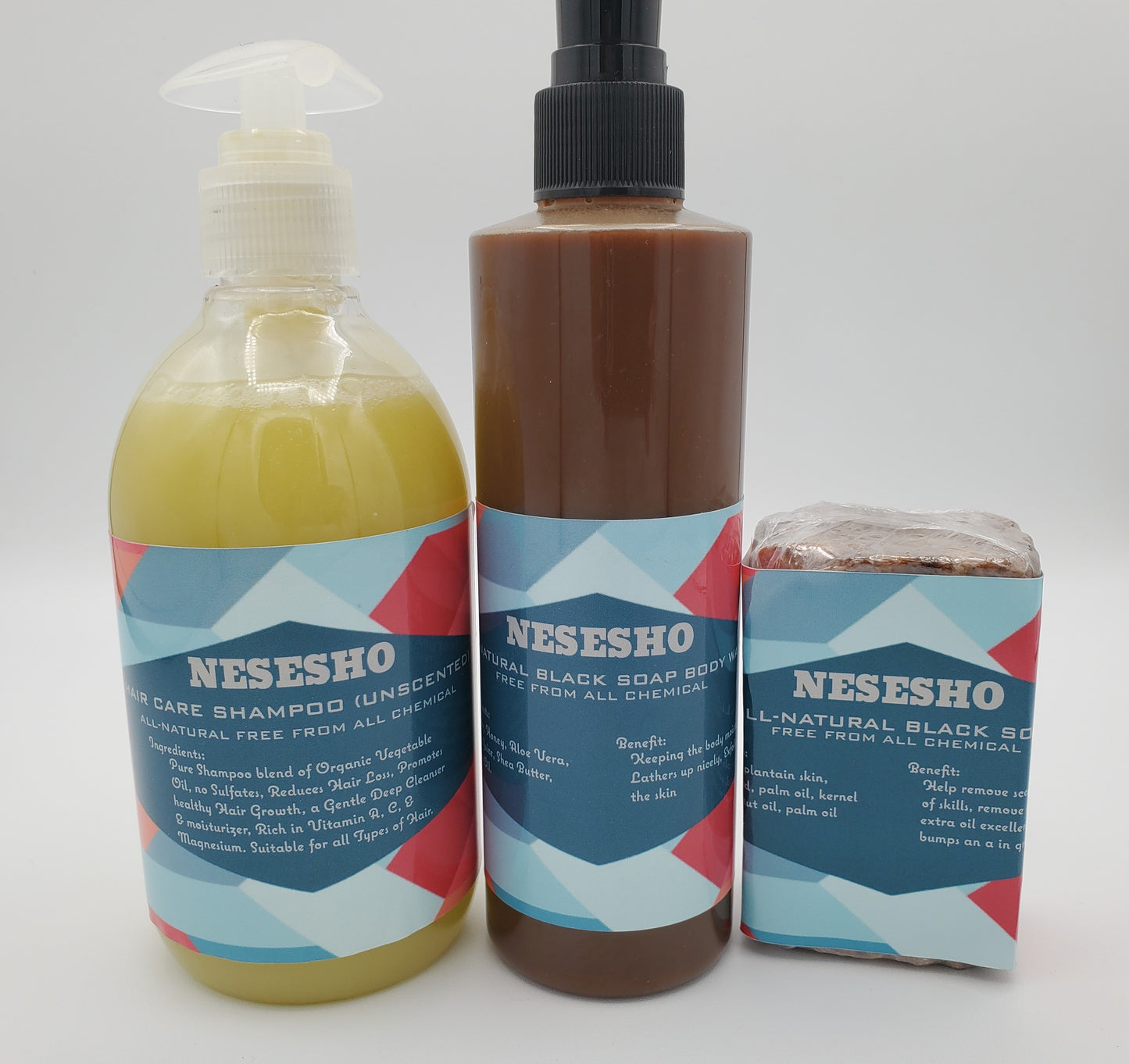 Unleash Your Best: Unscented Shampoo, Black Soap Body Wash, Chemical-Free Glam - Set