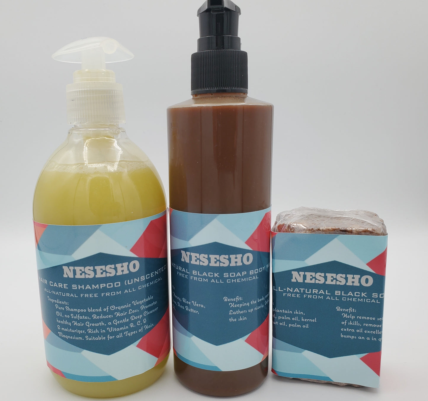 Unleash Your Best: Unscented Shampoo, Black Soap Body Wash, Chemical-Free Glam - Set