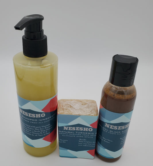 Radiant You: Unscented Haircare, Turmeric & Black Soap All-Natural Elegance - Set