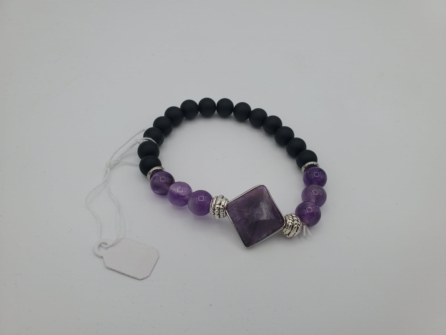 Fashionable Lava Stone and Amethyst Bracelet