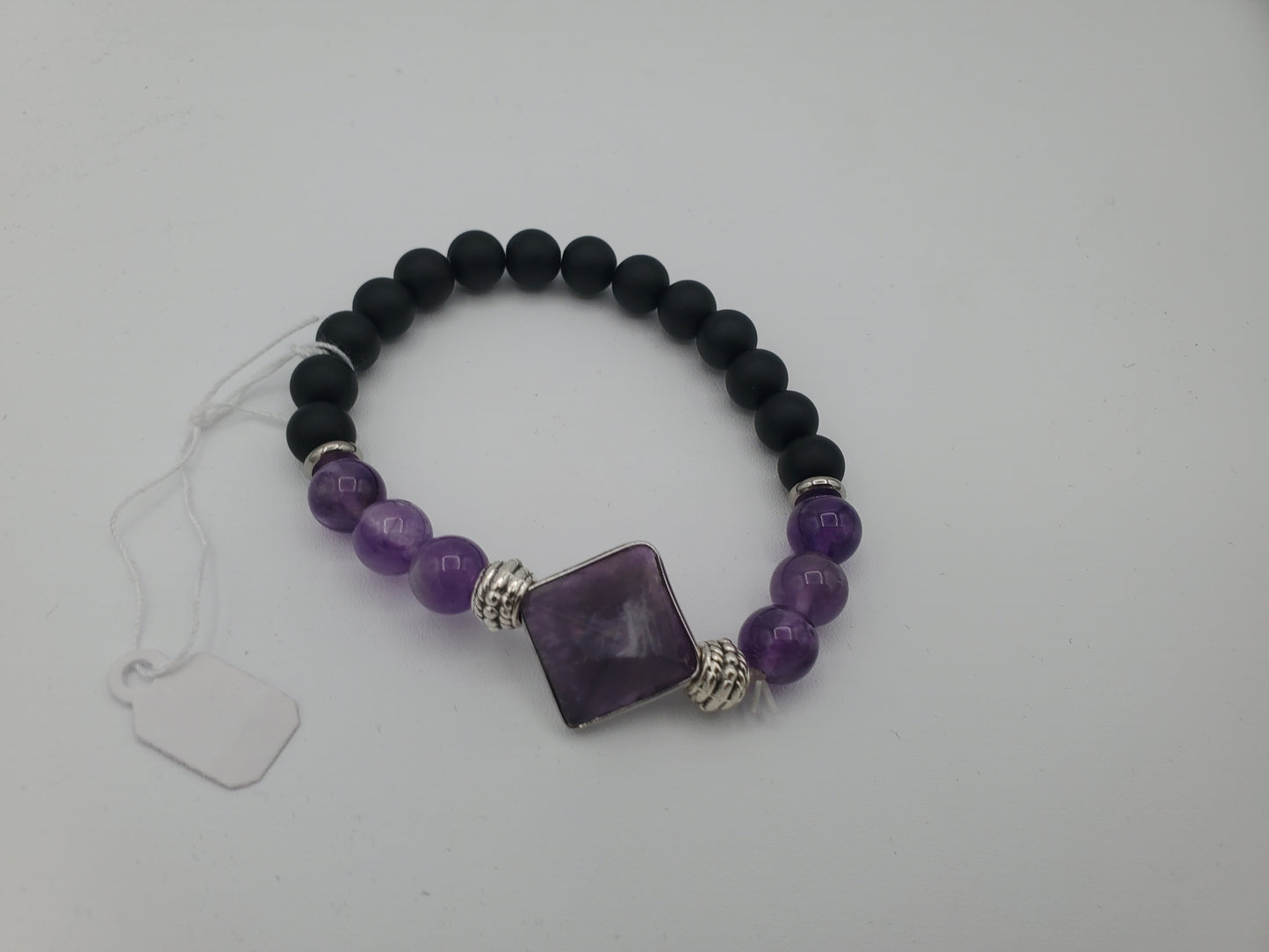 Fashionable Lava Stone and Amethyst Bracelet