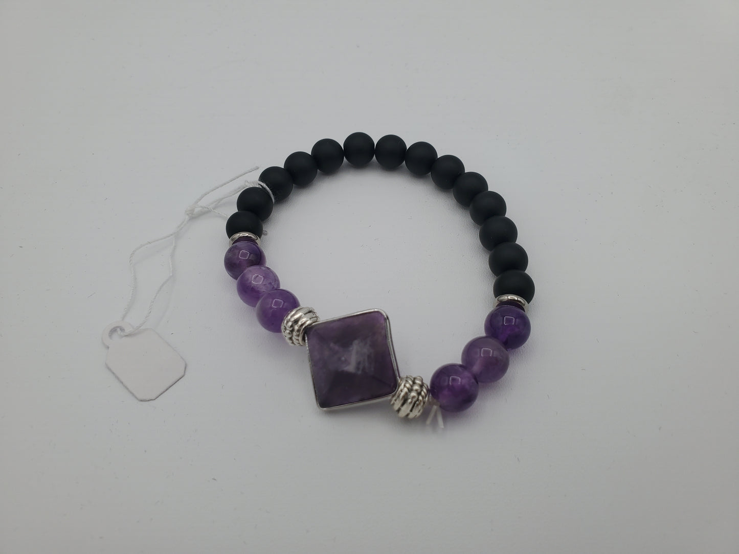 Fashionable Lava Stone and Amethyst Bracelet