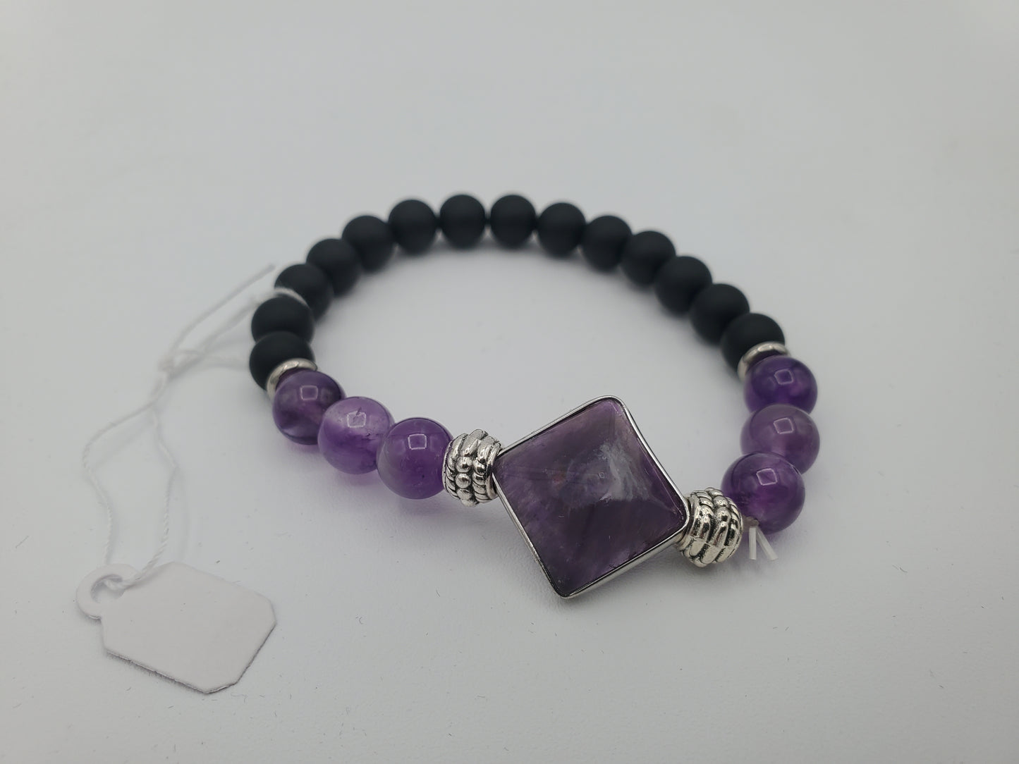 Fashionable Lava Stone and Amethyst Bracelet