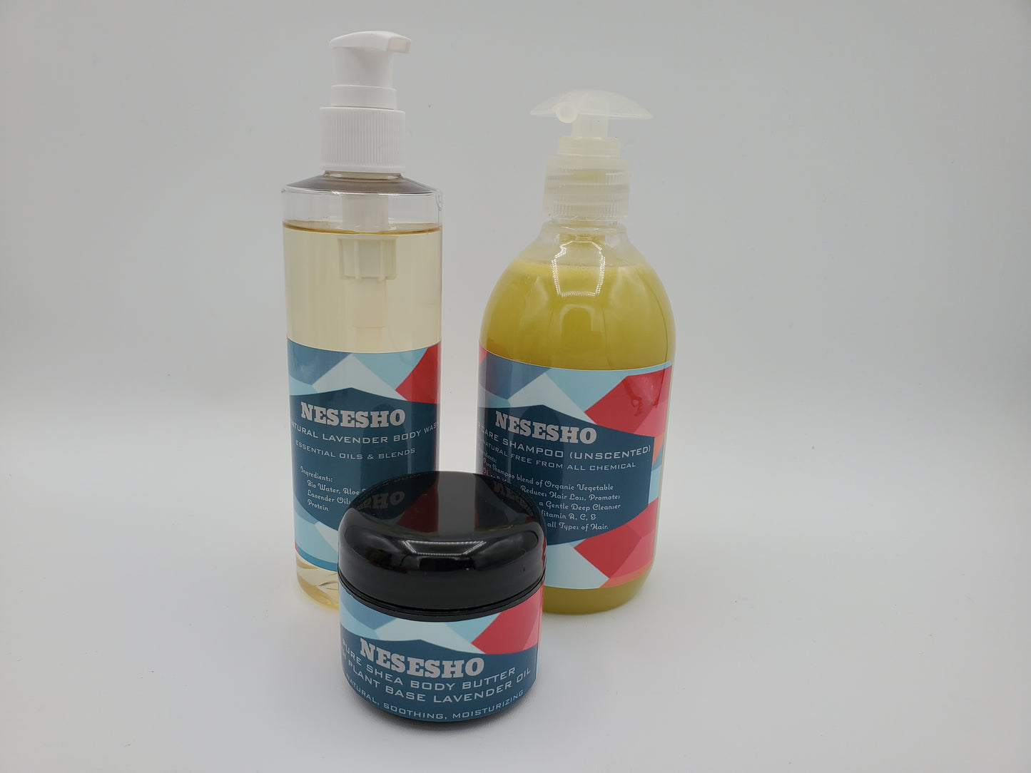 3-in-1 All-Natural Lavender Body Wash, Unscented Shampoo, and Shea Body Butter Essentials Set