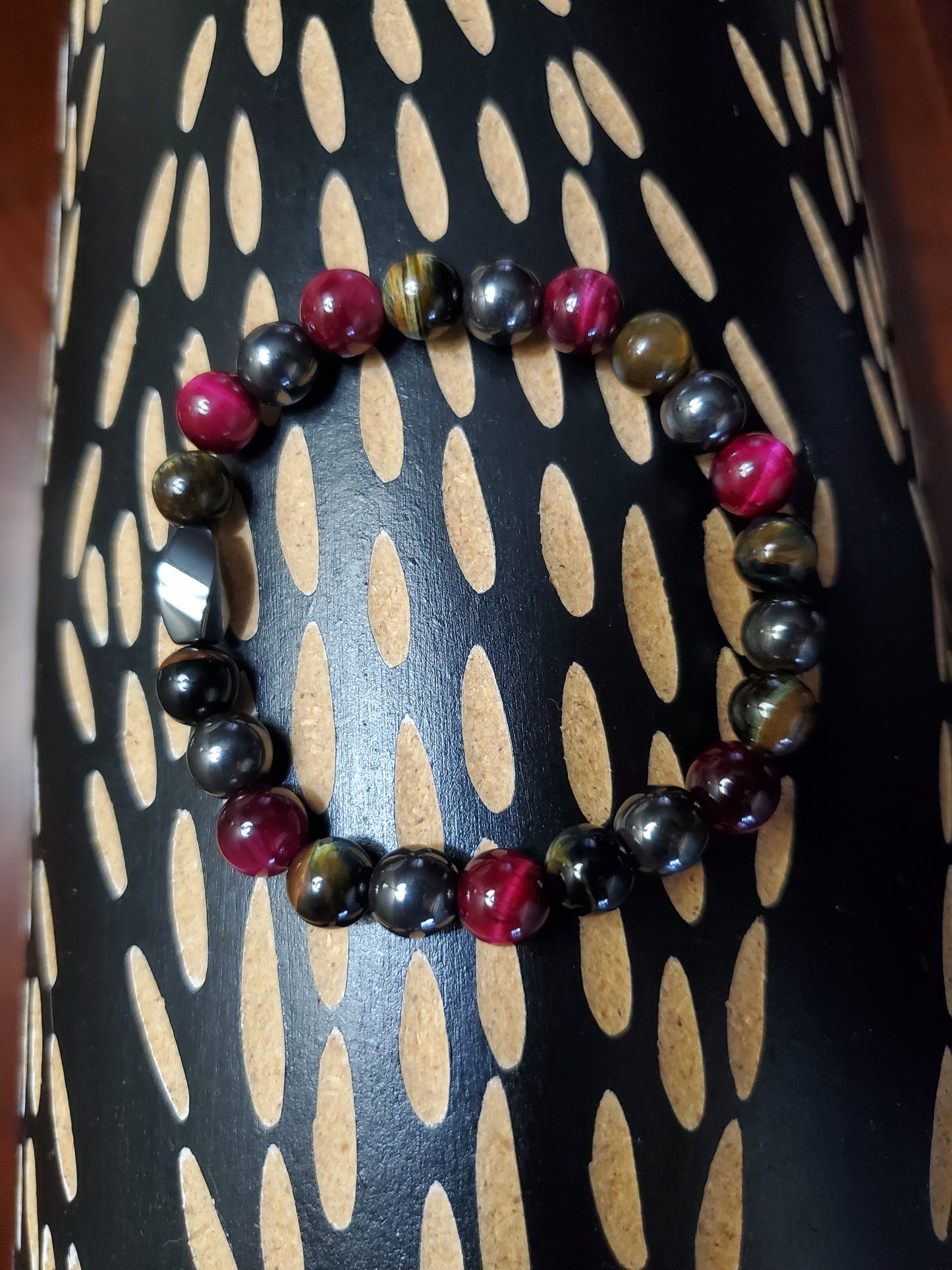 Mixed Red Tiger Eye, Yellow Tiger Eye, Gemstone & Hematite Bracelet