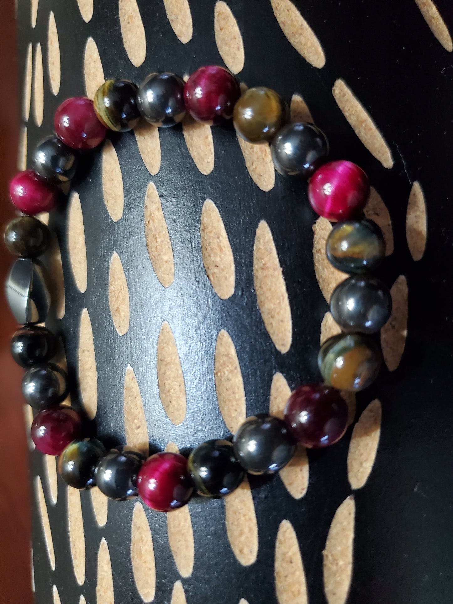 Mixed Red Tiger Eye, Yellow Tiger Eye, Gemstone & Hematite Bracelet