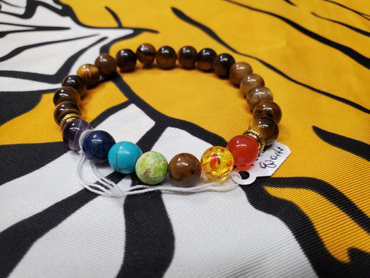 Chakra Healing Bracelet with Tiger Eye Gemstone