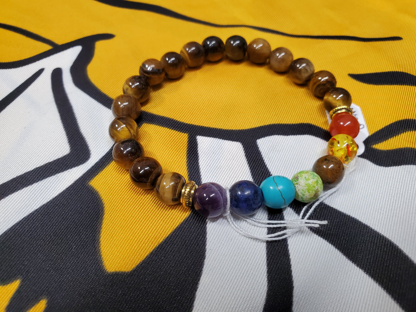 Chakra Healing Bracelet with Tiger Eye Gemstone