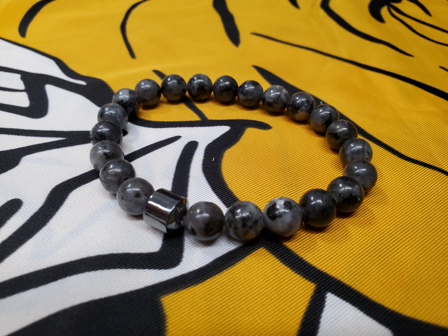 Dark Grey Stone Bracelet with Hematite