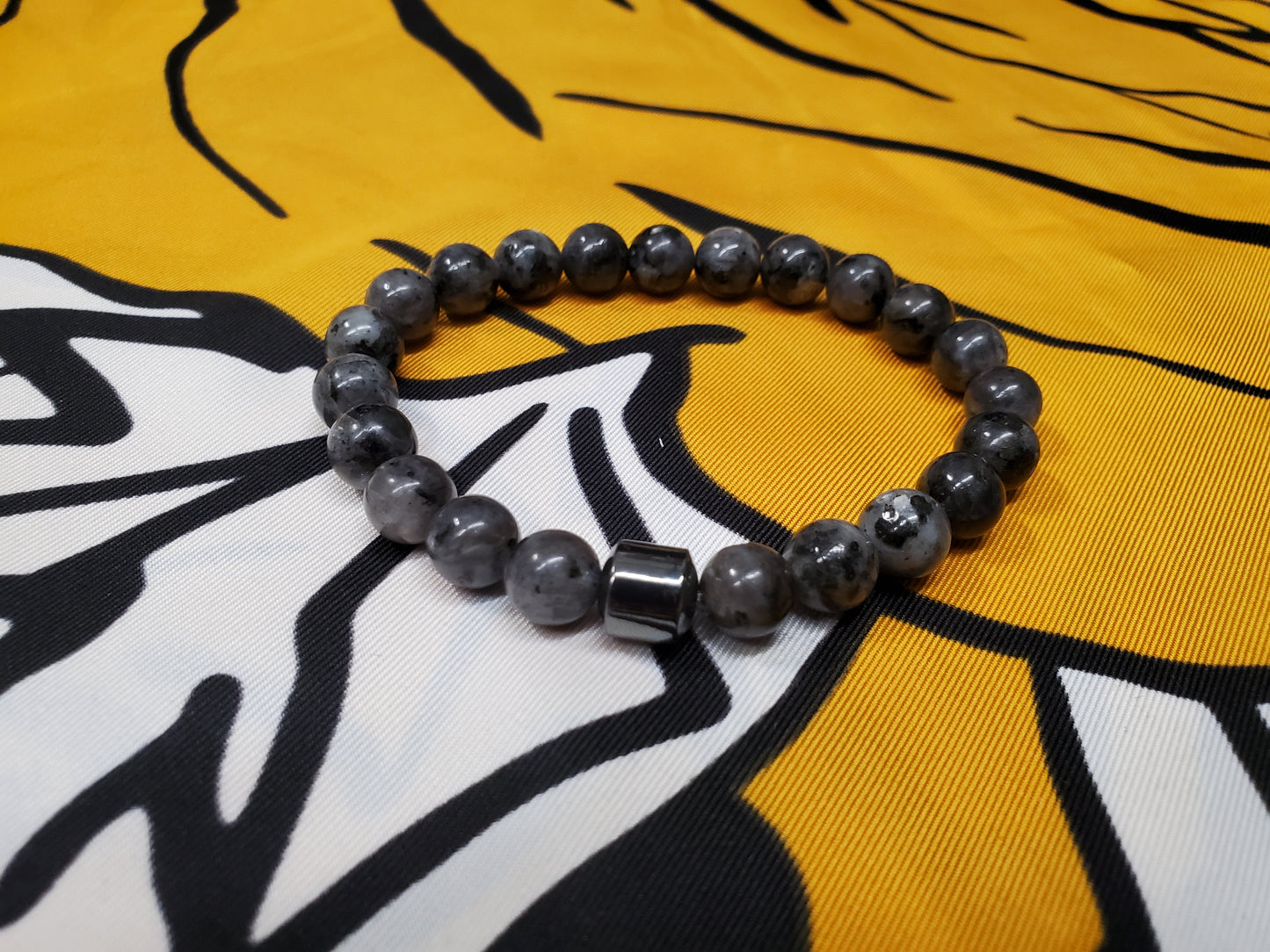 Dark Grey Stone Bracelet with Hematite