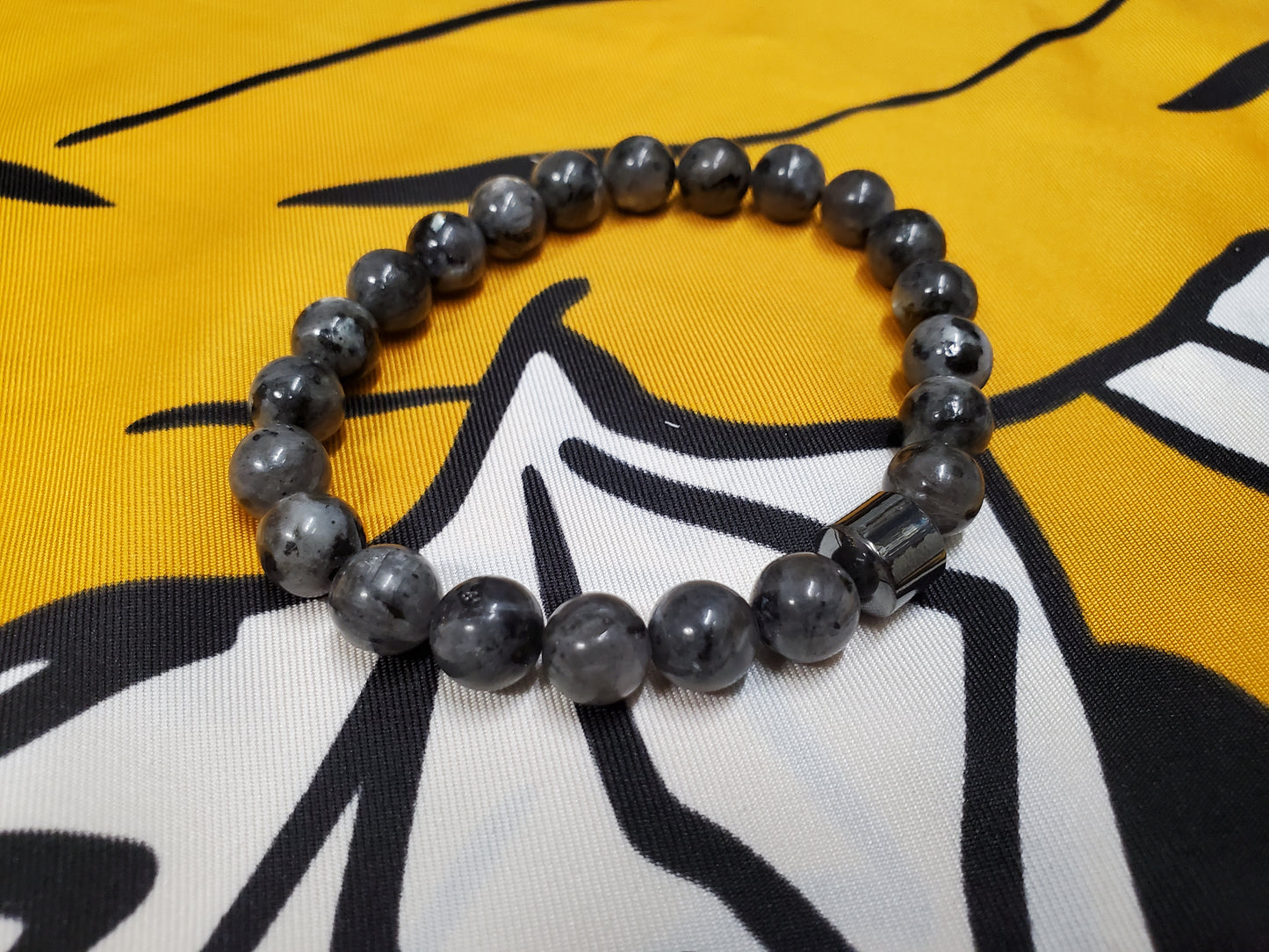 Dark Grey Stone Bracelet with Hematite