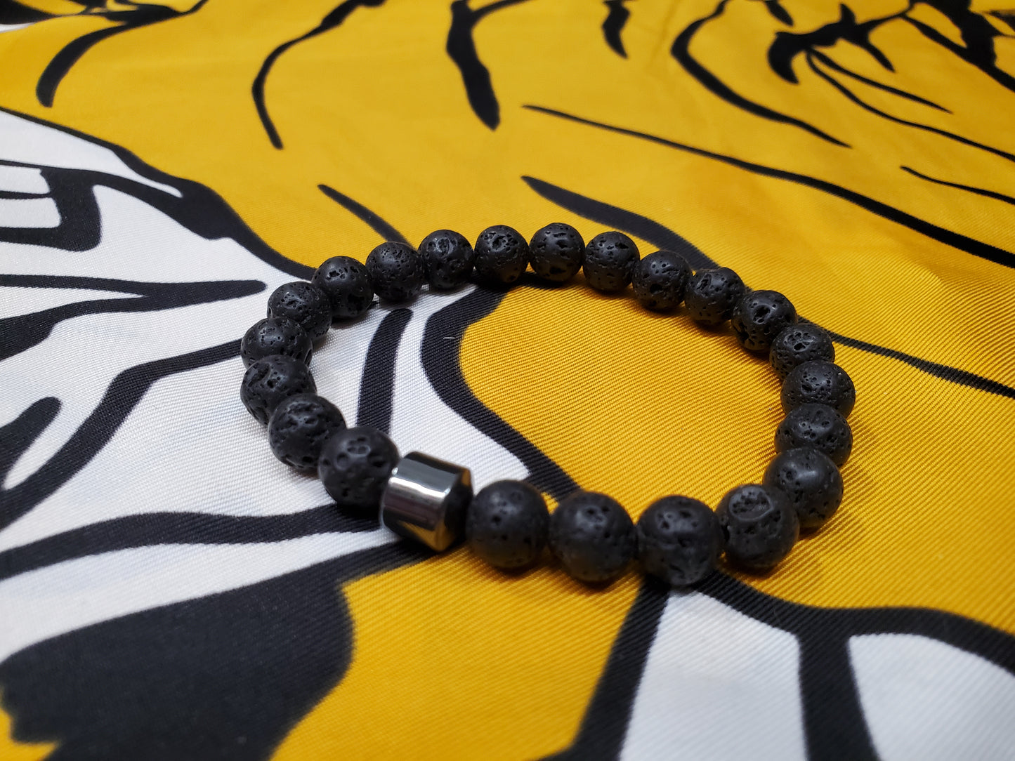 Lava Stone Bracelet with Hematite