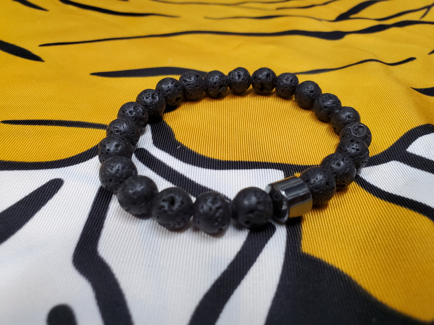 Lava Stone Bracelet with Hematite