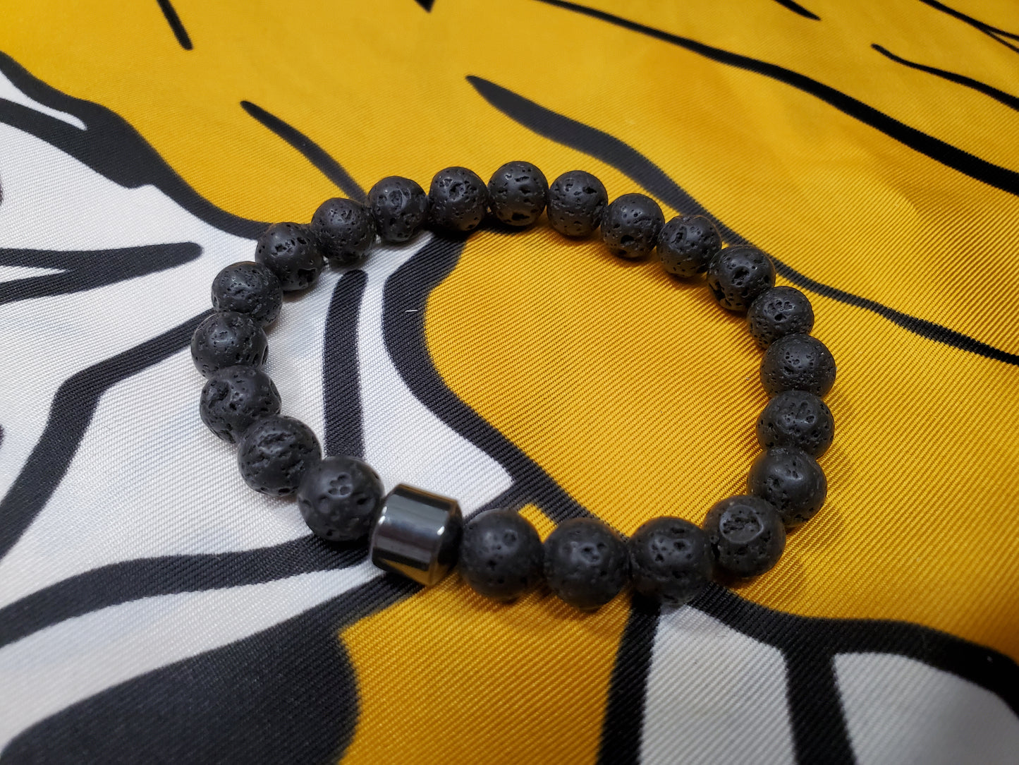 Lava Stone Bracelet with Hematite