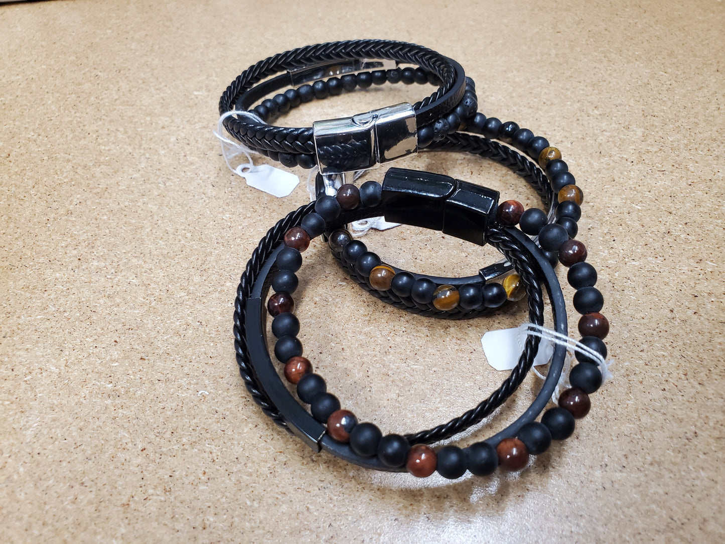 Lava Stone & Tiger Eye Bracelet with leather bands