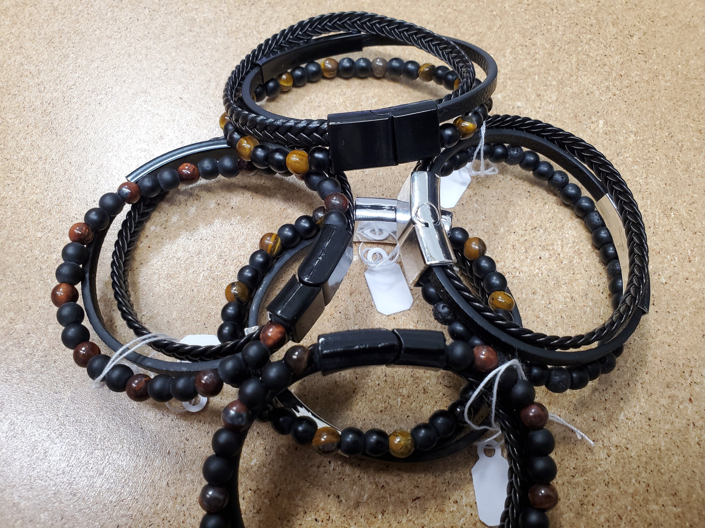 Lava Stone & Tiger Eye Bracelet with leather bands