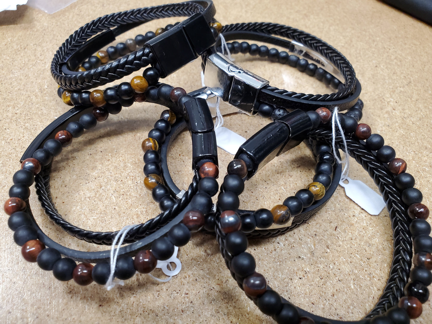 Lava Stone & Tiger Eye Bracelet with leather bands