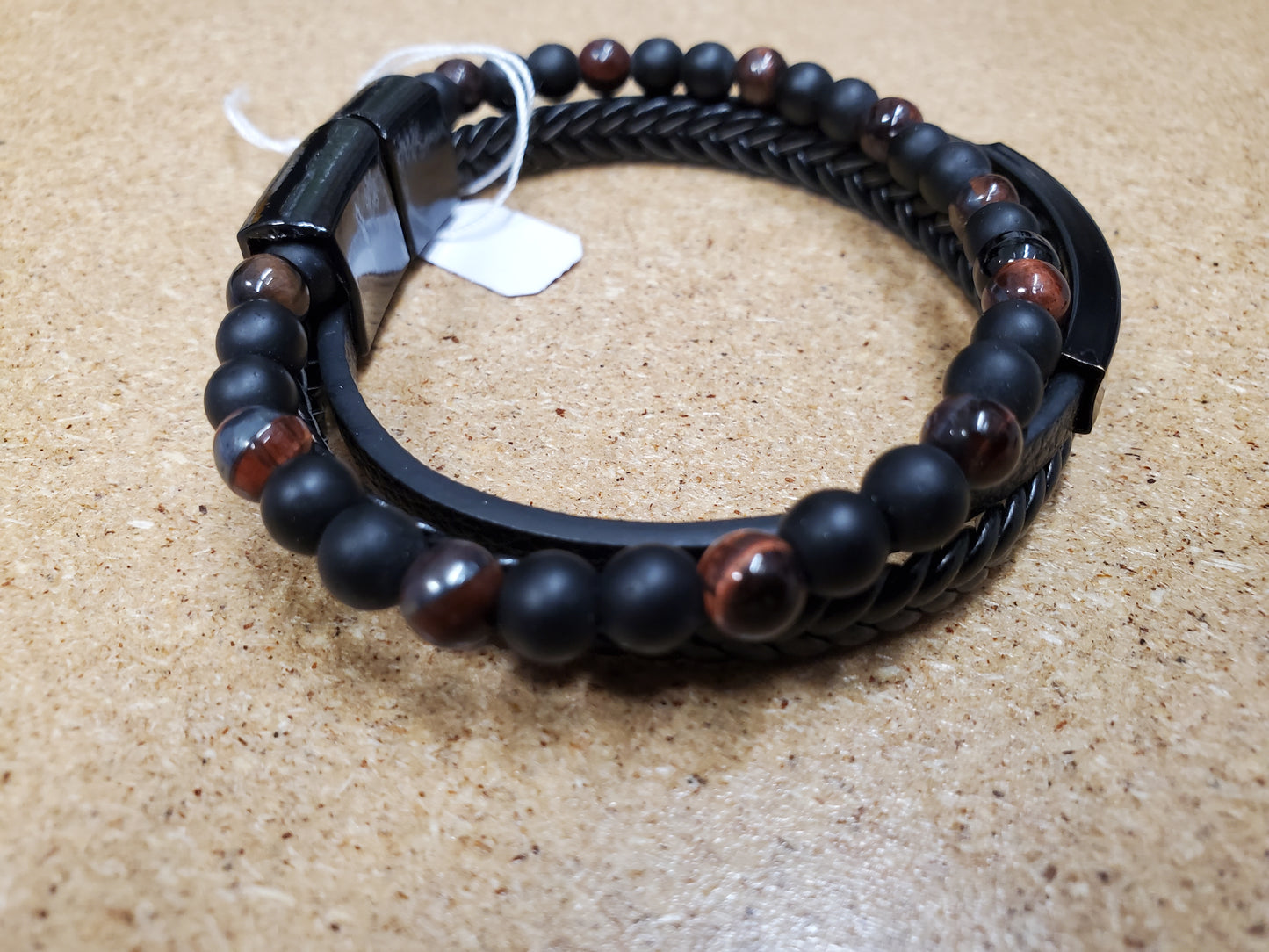 Lava Stone & Tiger Eye Bracelet with leather bands