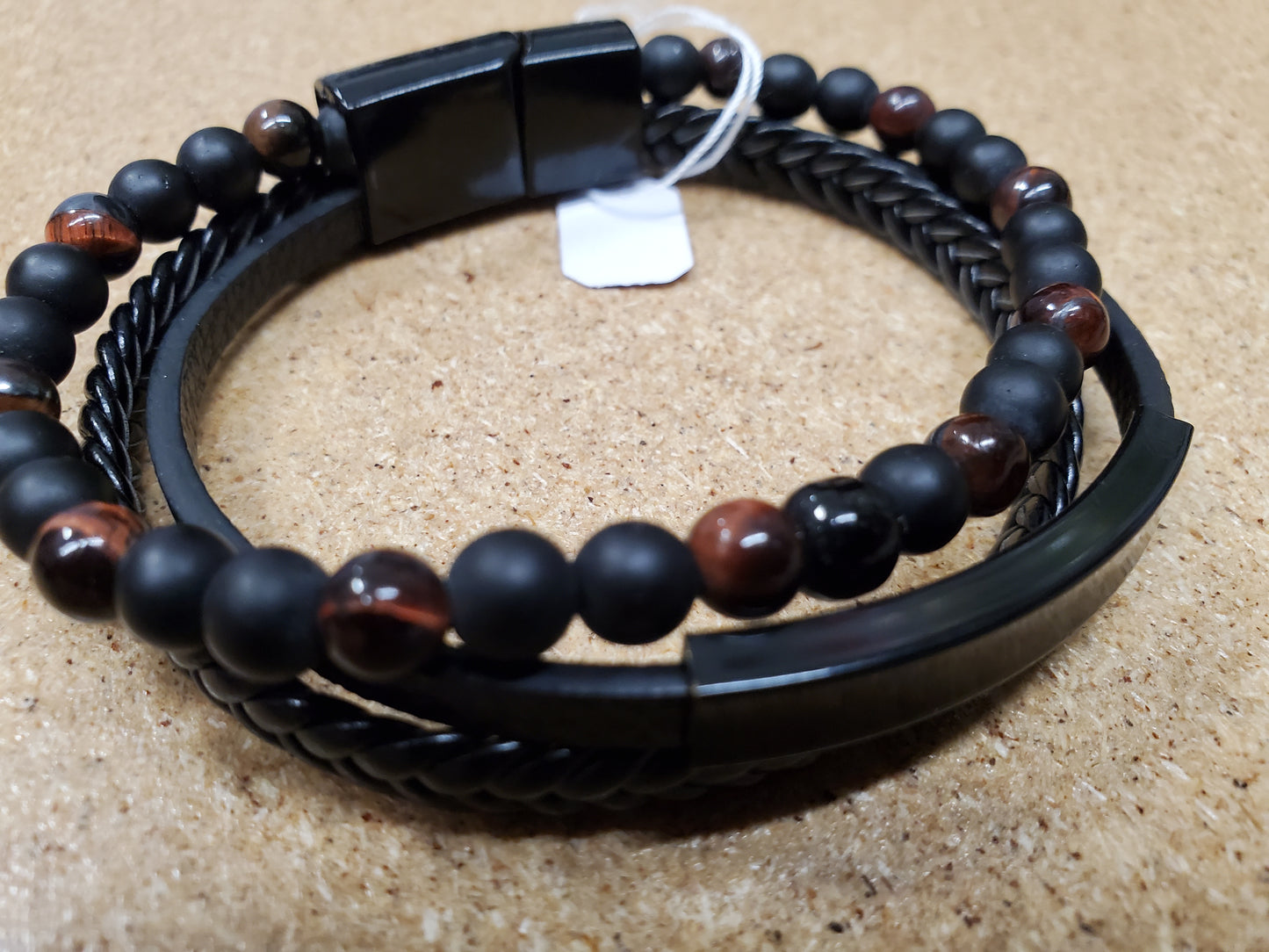 Lava Stone & Tiger Eye Bracelet with leather bands