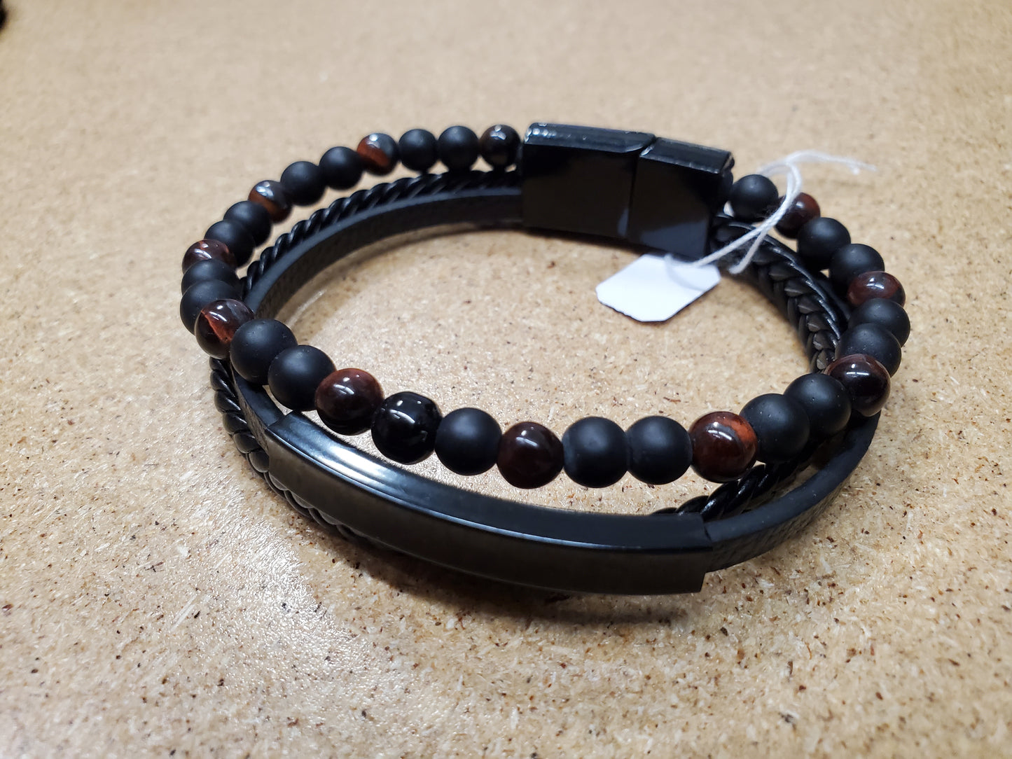 Lava Stone & Tiger Eye Bracelet with leather bands